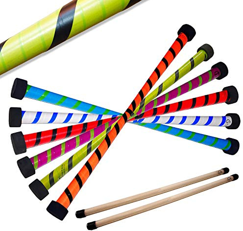 Flames 'N Games Twist Teufel Stab Set Mit Gratis Holz Kontrolle Hand Stäbe - Schwarz / Grün