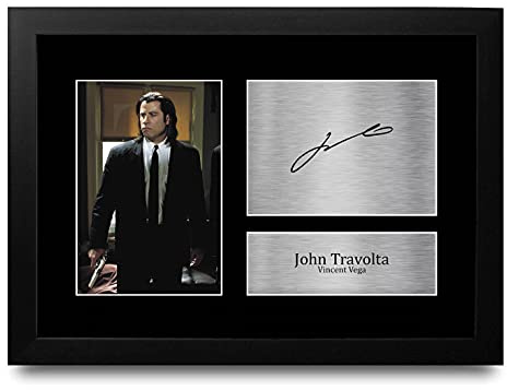 HWC Trading FR A4 John Travolta Pulp Fiction Geschenke Gedruckt, Signiert Autogramm Bild Für Film-Erinnerungsstücke-Fans - A4 Framed