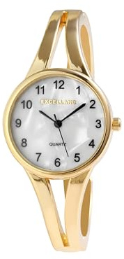 Excellanc Armbanduhr Damen Silber Gold Girls Watch | Spangenuhr Damen elegant | Damen Armbanduhr – Adventskalender Uhr Nikolausgeschenk Frauen
