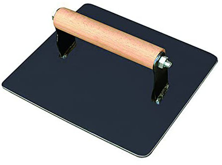 Pressa per griglia in ghisa, pressa per hamburger pre-stagionata e peso per bistecca con manico in legno Cool-Touch Comfort-Grip - Accessori per barbecue per piastra, barbecue all'aperto (25 x 20 cm)