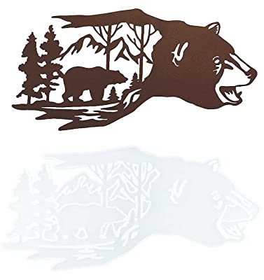 Bear Resin Mold - Wall Decor with Mountain & Forest Tree, Animal Silicone Mold for Epoxy Resin Casting, Art Wall Decor Craft