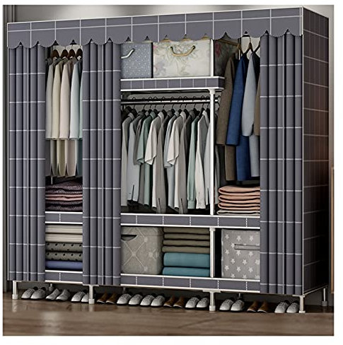 Faltschrank Große Erwachsene Kleiderschrank Tragbare Kleiderschrank Kleider Kleidung Storage Organizer Kleiderschrank Lagerschrank Tragbare Schrank Organizer 59 x 17,7 x 67,7 '' Kleiderschrank ( Color