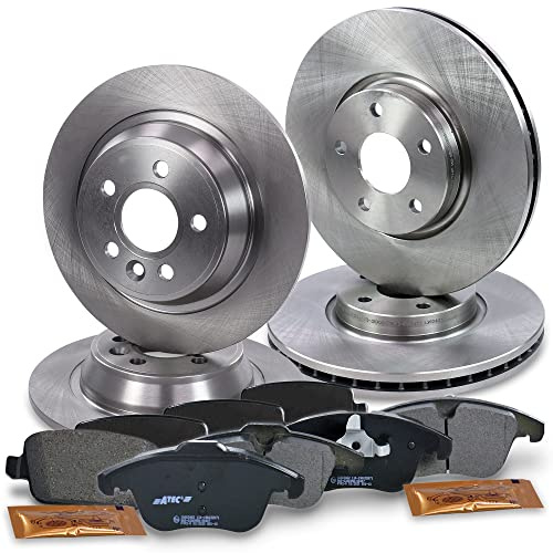 ATEC GERMANY Juego de frenos incl. discos de freno delanteros Ø 300 mm ventilados + traseros Ø 300 mm completos + pastillas de freno delanteras y traseras