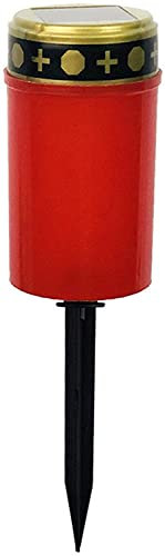 ZALTAS Cimitero Lampada Solare, Risparmiare Energia Solare Tomba Luci per Cimitero | Impermeabile Rituale Luce Decorativa Luce Veglia Memoriale, con Spina di Terra, Senza Fiamma (Tappo Rosso)