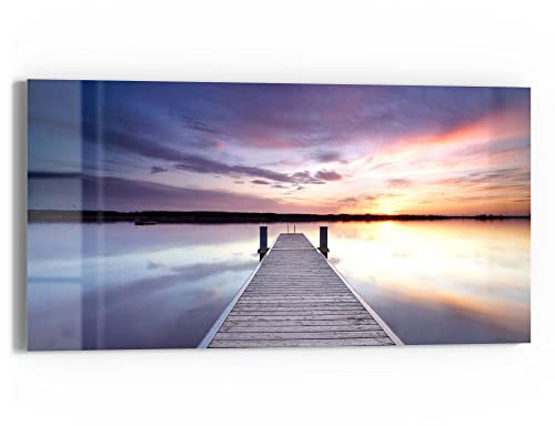 DEQORI Glasbild Echtglas | Motiv Verlassener Holzsteg | horizontal einteilig 60x30 cm | schöne Dekoration | Wandbild für Wohnzimmer, Schlafzimmer, Flur & Küche | moderne Wanddeko