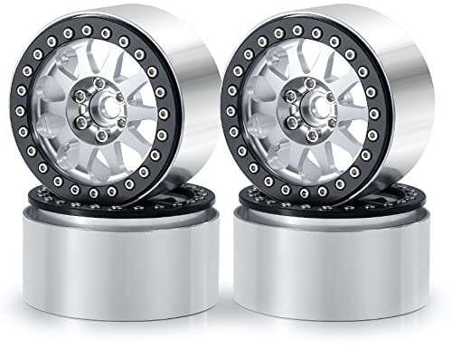 Benedict Harry 2.2 Aluminum Beadlock Wheel Rims for 1/10 RC Axial SCX10 Wraith 90048 90018 RR10 TRX4 Crawler car(Silver)