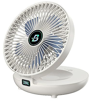 Foldable Air Circulation Fan, Portable Mini Fan, Lightweight, Portable Desk Fan, 90° Variable Tilt, 3 Speed Settings, USB Rechargeable Fans, Foldable Desk Desktop Fans for Home Office Travel (White)