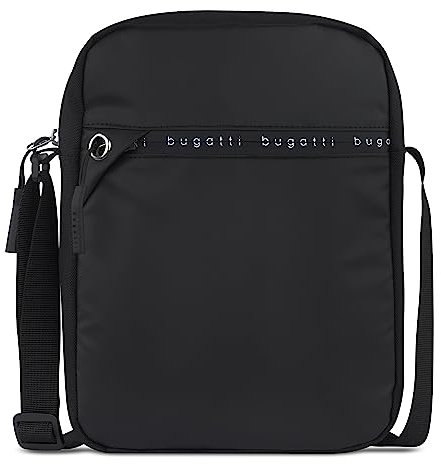 bugatti Blanc DeLight Schultertasche Herren, Umhängetasche aus Tarpaulin & Nylon, schwarz