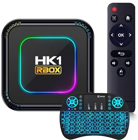 CHROX TV Box Android 13.0 4GB RAM 128GB ROM Set Top Box Smart TV Box RK3528 HD 4K/8K HDR AV1 Wifi 2.4G 5.8Ghz BT 4.1 USB 2.0 Android TV Box with Mini Wireless Backlit Keyboard,4GB+128GB