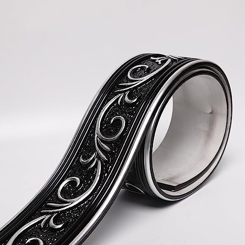 Guest Ruyunlai Bordüre selbstklebend 17-Schwarz-Silber 8 x 300 cm zum Aufkleben für Wohnzimmer Küche Badezimmer Tapetenrahmen Abnehmbare Wasserdicht Bodenleiste Verdicken PVC Dekorative Bordüre