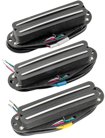 Musiclily Pro ST-DPMA Alnico 5 Rail Blade Humbucker Tonabnehmer im Single Coil Format Alle Positionen Pickups High Output Super Distortion Set für Strat Style E-Gitarre, Schwarz
