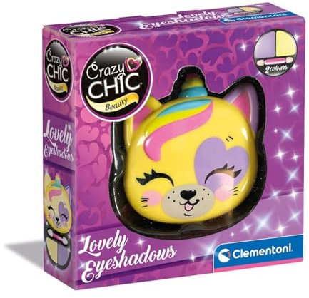 Clementoni Crazy Chic - Lovely Eyeshadows Unicorno, Trucchi per Bambini 6+ Anni, Trousse Portatile con Ombretti Lavabili con Acqua e Applicatore, Idea Regalo Collezionabile, 18819