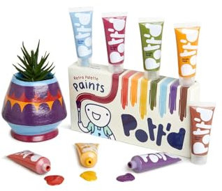 Pott'd™ Premium Acryl Töpferfarben, Malset, Töpferfarben-Set für lufttrockenen Ton - Retrofarben