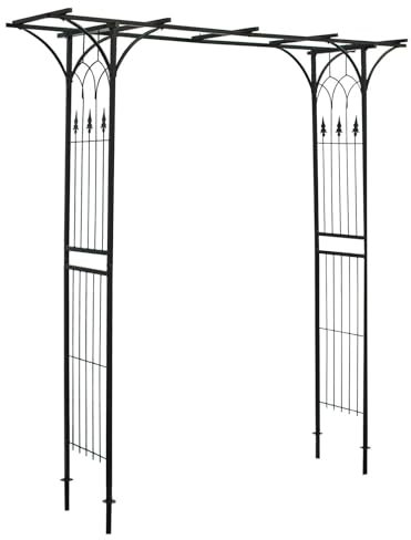 BZCKBZ Rosenbogen Für Garten 205cm X 210cm X 40cm Rosenrankhilfe Torbogen Für Kletterpflanzen Rosenspalier Aus Eisen Rankhilfe In Schwarz Freistehende Gartendeko
