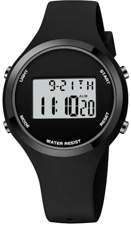 XCZAP Outdoor Sport Watches Alarm Clock 5Bar Waterproof LED Digital Watch (All Black)