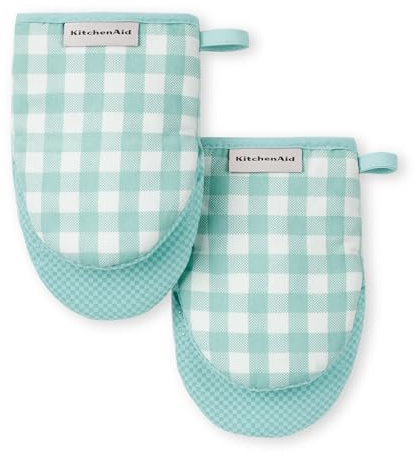 KITCHENAID Mini-Ofenhandschuh-Set, Gingham-Muster, Mineralwasser, 14 x 20,3 cm, 2 Stück