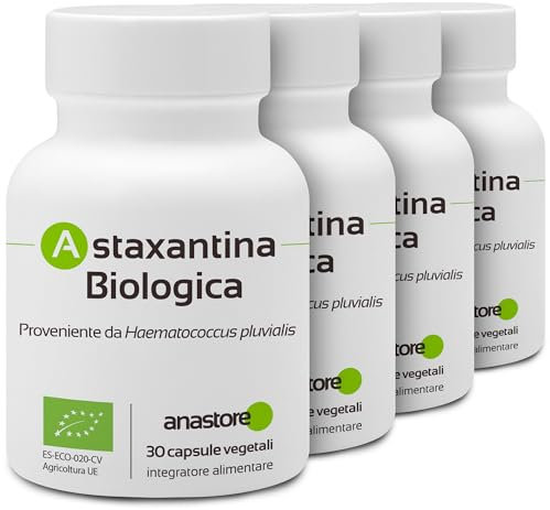 Astaxantina biologica * 30 capsule vegetali / 8 mg * Antiossidante naturale * Energia + salute degli occhi + cura della pelle * (4)