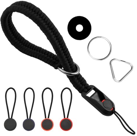 ZoeWei Cinturino da polso per fotocamera con 4 chiusure rapide, tracolla regolabile per diversi polsi, fotocamera, passante per fotocamera DSLR, Nero , Taglia unica