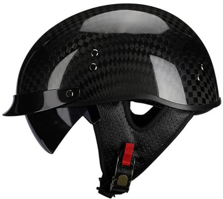Casque Moto Jet Vintage Vintage Casque Mobylette Bols Casques Jet Casque Moto Homme Femme -ECE Homologué ​Adulte Retro Casque Bols avec Visière pour Scooter D,XXL