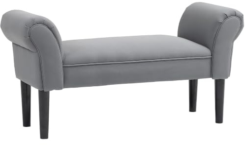 HOMCOM Sitzbank mit Segelstoff Armlehne Flurbank 102 x 36 x 51cm Dunkelgrau | Polsterbank, Holzrahmen, Schuhbank, Schlafzimmer, Wohnzimmer, Flur