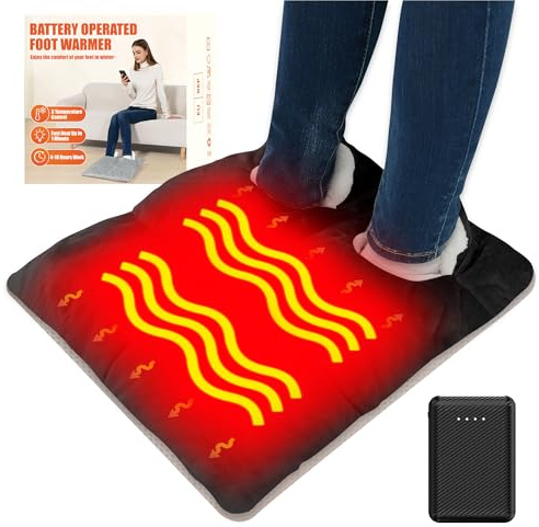 Fußwärmer，Elektrische Fußheizung 10000mAh Powerbank für Männer und Frauen mit 3 Temperaturstufen unter den Schreibtisch und das Bett Winter Heim und Bürogebrauch (Schwarz)