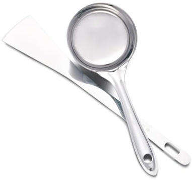 Yuktha Eternals Stainless Steel Dosa Making Spoon/Ladle Set, 2 Pcs (1 Turner, 1 Short Pour Ladle with Flat Base)