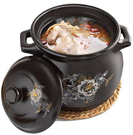 Cacerola de Cerámica con Tapa, Cazuela de terracota Cazuela de cerámica Cazuela de barro Cazuela de barro - Cuerpo de olla completamente esmaltado, fácil de limpiar, no se agrieta a altas temperatura