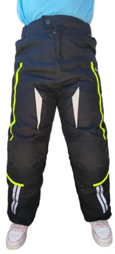 WinNet Pantaloni Cordura Bimbo Bambino Ragazzo 6 8 10 12 14 Anni Cordura Anti Acqua Pioggia Impermeabile Protezioni omologate CE Ginocchia e Fianchi (IT, età, 8 Anni, Regular, Fluo)