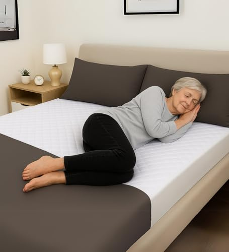Waterproof Incontinence Bed Sheet for Adults & Kids Premium Shields & Guards Mattress protector Reusable Bed Pad with Tucks, Bed Wetting Mat Maximum Absorbency (Double)