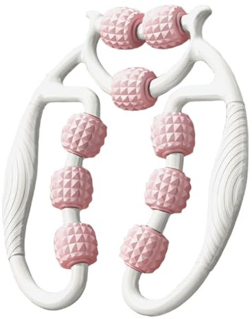 Rouleau de Massage Musculaire des Tissus Profonds - 9 Roues Rouleau de Massage Anti-Cellulite 360°, Rouleaus de Massages des Jambes, Rouleaus de Massages 360°, Soulage la Fatigue (1-Rose)