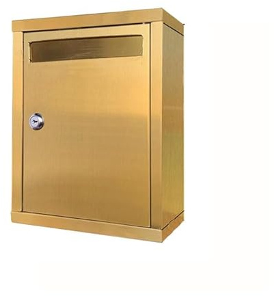 ZSXZCBDQ Lockable mailboxes for Outside, Waterproof Mailbox, Modern Mailbox, Wall Mounted Letter Boxes, Suitable for Office, Home, etc(Gold,Medium)