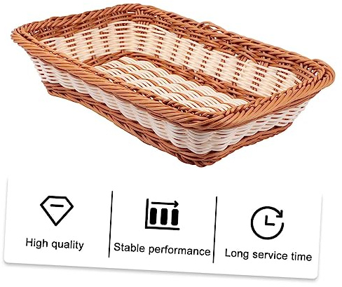 Panier de Présentation de Fruits Pp Tressé à Main Rectangulaire | Design Ouvert, Style Simple Rustique, pour Boutique et Hôtel, Usage Rangement pour Magazines et Objets Divers