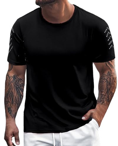 T-shirt rashguard à manches courtes pour homme - T-shirt de fitness - Maillot de bain - Surf - Course - En néoprène - Séchage rapide, Noir , 5XL