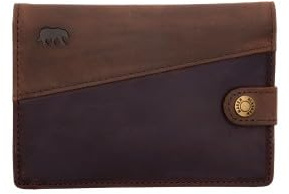 Alaskan MAKER - Portefeuille Compact XL - Cuir Pleine Fleur & Coton - 10 Cartes, Billets & Pièces - Protection RFID Anti-Piratage - Compartiment Aimanté - Système Pull-Out (Wood)