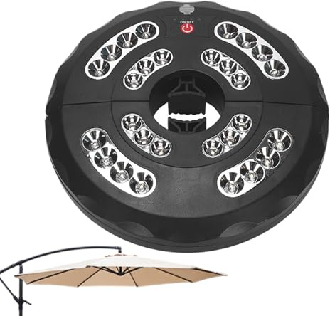 Ahuuen Lumières pour Parapluie,Lumières Sans Fil pour Parasol - Lampe rechargeable étanche avec 3 modes ajustables pour piscine, barbecue, jardin, arrière-cour, fêtes, camping et décoration