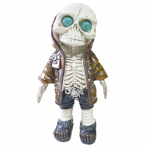 KMFASVX Figura de Esqueleto Gótica en Resina, Mini Estatua Decorativa de Cráneo para Halloween 2025, Adorno de Escritorio para Hogar u Oficina, Decoración Terrorífica Original (D)