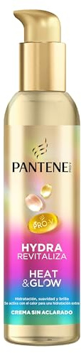 Pantene Pro-V Hydra Revitaliza Heat & Glow Crema Sin Aclarado 135ml. Protege contra la Humedad, el Encrespamiento y el Calor. Con Fórmula Pro-V Activada por Calor. Suavidad y Brillo, sin Apelmazar