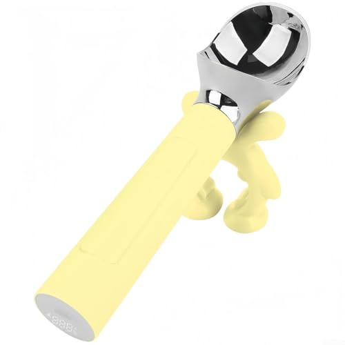 Cuillère à crème glacée électrique chauffante avec écran LED, rechargeable 2000 mAh pour friandises dures, outil chauffant en alliage de zinc (jaune)