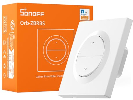 SONOFF Zigbee Interrupteur de volet roulant intelligent, Orb-ZBRBS Contrôle en pourcentage, minuterie et commande vocale, répéteur Zigbee Compatible avec Alexa/Google Assistant/Home Assistant, avec