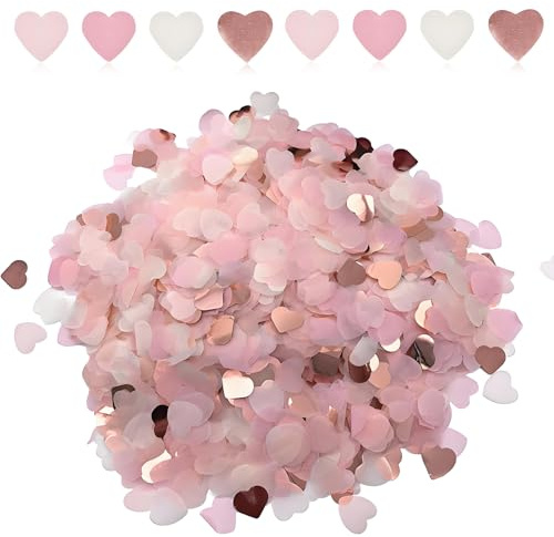 18000 Stück Herz Konfetti, 150g Biologisch Abbaubares Herzen Konfetti Hochzeit Rosa Seidenpapier Deko 4 Farben Romantisch Streudeko für Valentinstag Geburtstag Jahrestag Party