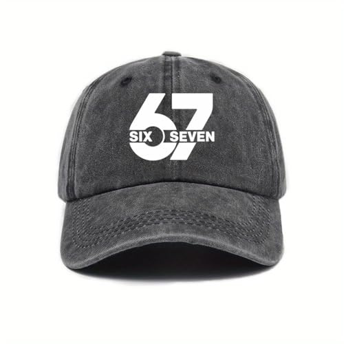 Gorra de béisbol unisex con visera para hombre, con forro cálido y ajustable (circunferencia de 54 a 62 cm), diseño estampado del número 67 (negro)
