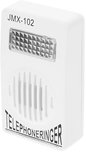 MOBUTOFU Amplificador de Timbre Telefónico sin Batería para Teléfono Fijo, Volumen Ajustable, Color Blanco, Dispositivo para Aumentar Sonido de Timbre en Entornos Ruidosos, Ayuda Auditiva