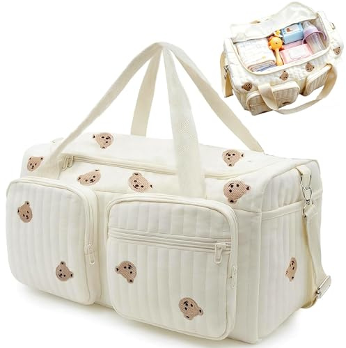 Sac à langer, sac de clinique, sac d'hôpital, sac à langer, sac à langer, sac à langer, sac à langer pour bébé, sac de maternité en coton avec broderie, sac de voyage pour les voyages, la naissance à