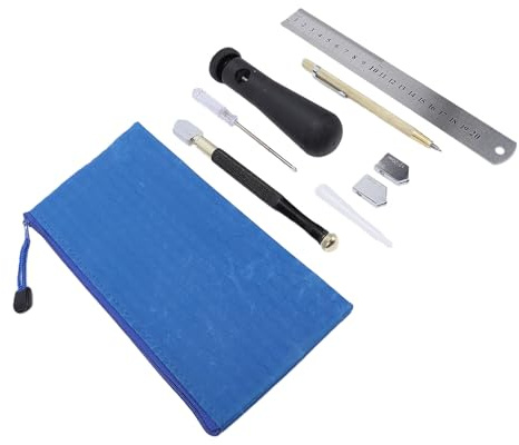 Jiawu Tagliavetro, Ruota in Acciaio Al Tungsteno Maniglia Ergonomica di Erogazione Olio Automatico Kit Tagliavetro, Stile Matita con Lame Righello Contagocce Olio per Specchi Piastrelle