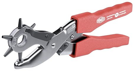 Famex 3519 Pince Perforatrice avec 6 Tailles de Poinçon Interchangeables pour Tissu, Ceinture en Cuir, Sac, Plastique