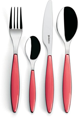 Guzzini 24-teiliges Besteckset Feeling für 6 Personen, rot transparent, Design: Robin Levien (H.Nr. 2300.00.65)