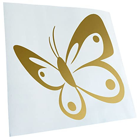 Kiwistar - Autoaufkleber - Gold - 11x10cm Schmetterling Aufkleber für Auto, Laptop, Fahrrad, LKW, Motorrad Mehrfarbig JDM Decal Racing