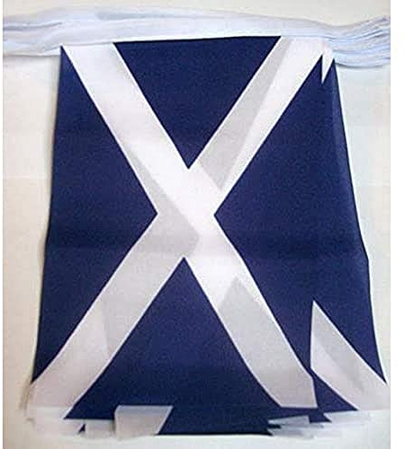 AZ FLAG Festone Scozia 3 m 10 bandiere Poliestere Leggero 21x15 cm | Uso interno ed esterno ghirlanda di bandiere scozzese Scotland bandiere cucite su nastro rinforzato