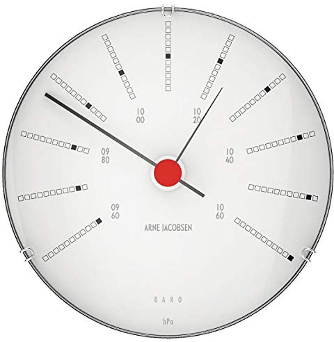 Arne Jacobsen Barometer Ø12 cm Bankers Originaldesign Kreative Details, weiss, Eiche