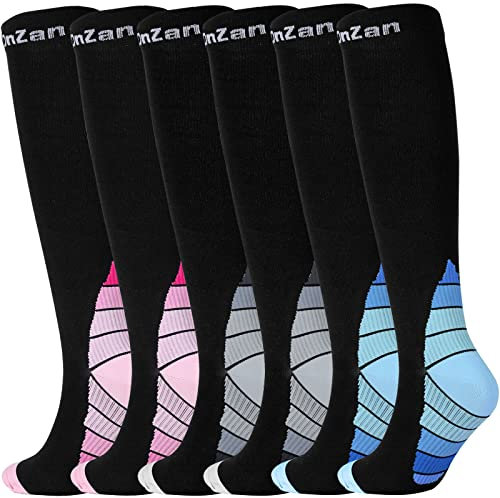 AoToZan Kompressionsstrümpfe Damen Herren, 3 Paare Sport Kompressionssocken 20-30 mmHg Stützstrümpfe Compression Socks Laufstrümpfe Kompression (L-XL)
